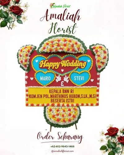 Karangan Papan Bunga Pernikahan di Selang